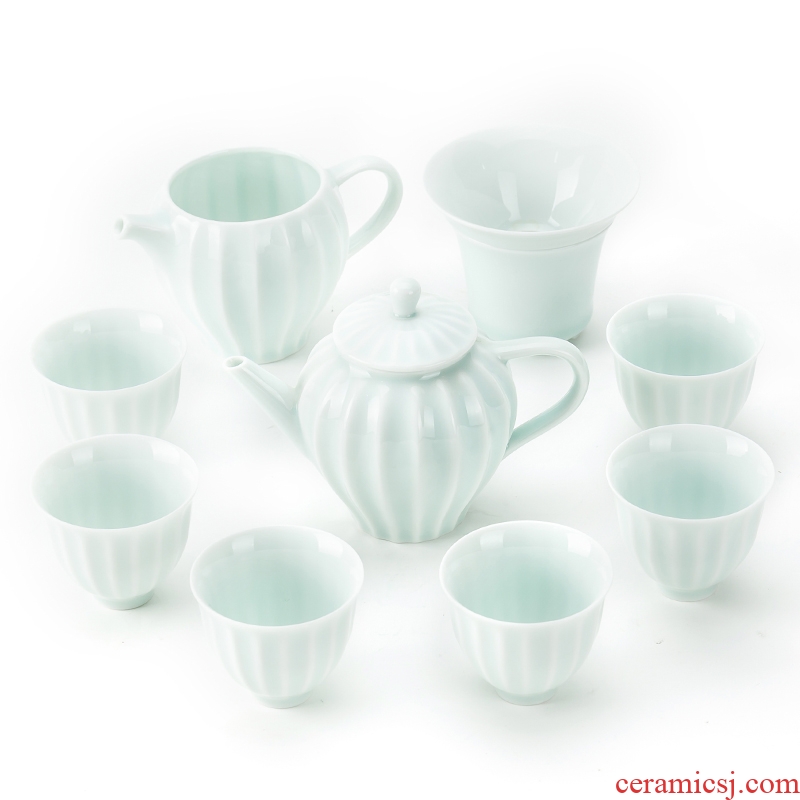Passes on technique the up celadon kung fu tea set kit household contracted ceramic teapot set group of six Korean cups gift boxes