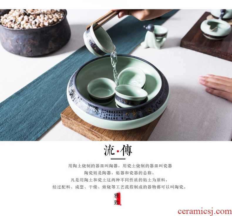 Qin Yi elder brother up of a complete set of kung fu tea set suits for your up household ceramics teapot open a piece of ice to crack glaze porcelain gift boxes