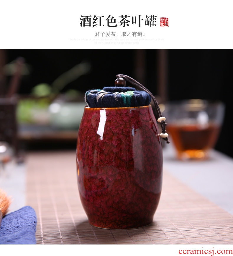 Passes on technique the up up ceramic seal pot POTS with tea caddy fixings storage tank household puer tea pot linen cloth