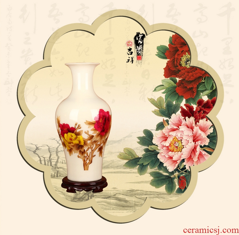 White straw riches and honor peony vase opening gifts collection jingdezhen ceramics crafts decorations