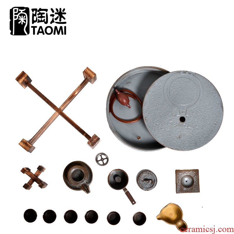 Tao fan coarse pottery stone mill semi automatic kung fu tea sets tea tray ceramic dry terms package mail of a complete set of restoring ancient ways