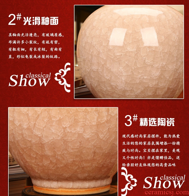 High - end antique jingdezhen ceramics up crack open piece of crystal vase modern Chinese home furnishing articles