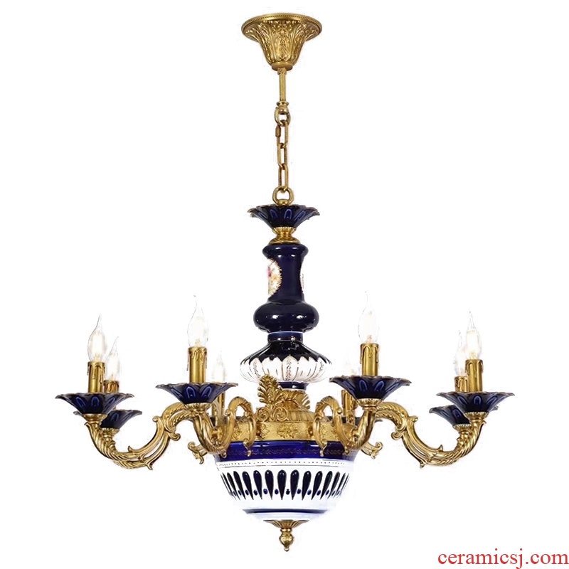French carried all copper ceramic chandeliers villa key-2 luxury European - style palace sitting room dining - room retro droplight of creative move