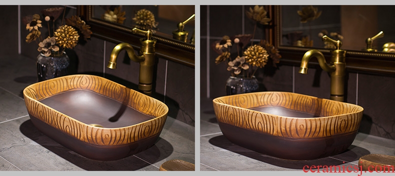 Jingdezhen ceramic thin expressions using Mediterranean style stage basin sink basin is the basin that wash a face of small family toilet