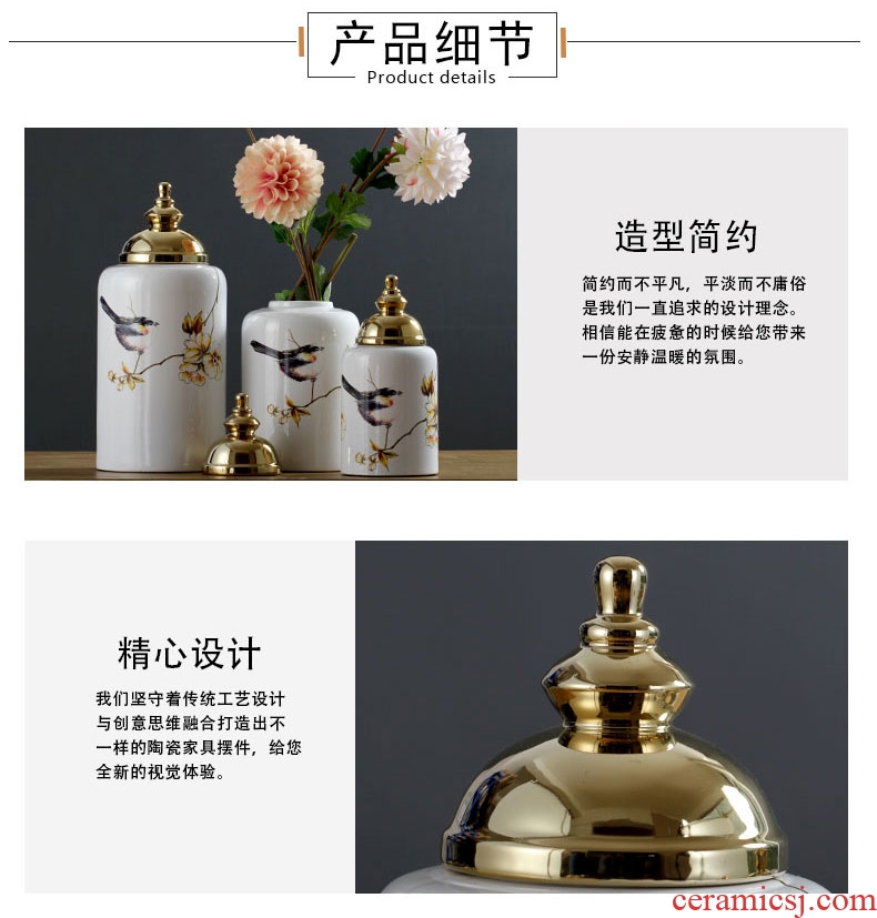 Jingdezhen ceramic furnishing articles gold - plated vase European - style home sitting room porch table desktop decoration ideas