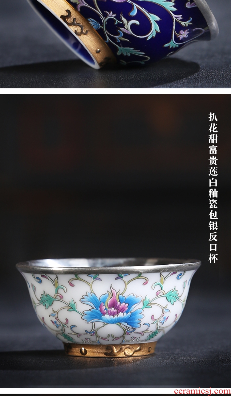 The Product porcelain send fine silver package porcelain single CPU excessive penetration porcelain silvering master cup colored enamel, grilled ceramic kung fu tea tea