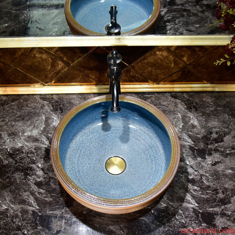 Art stage basin circular line Mediterranean ceramic lavabo home for wash lavatory toilet stage basin