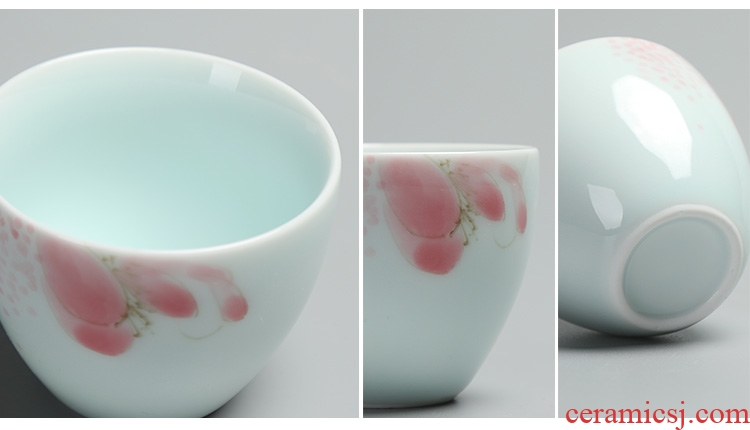 The Quiet life of jingdezhen ceramic film celadon hand - made teacup sample tea cup cup personal Lord kung fu tea cup single CPU