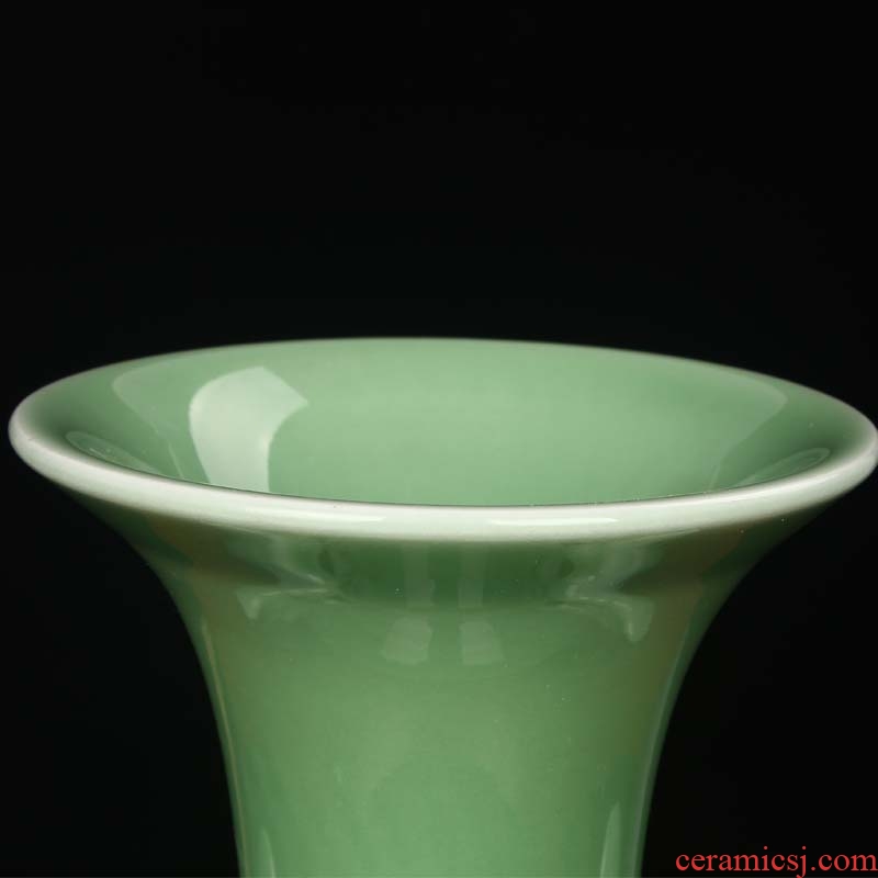 Jingdezhen ceramics pea green glaze ears pot - bellied vases, I and contracted style home furnishing articles