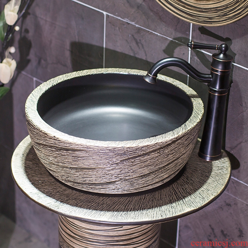 Lavabo ceramic basin of pillar type small column carved household is suing toilet ground commode pool basin