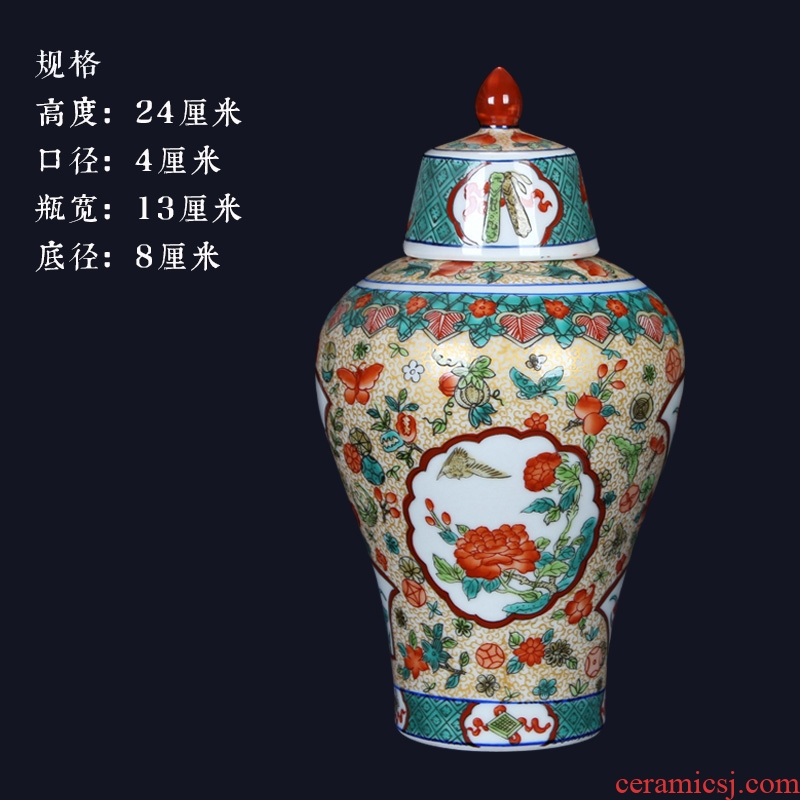 Jingdezhen antique Chinese trumpet hand - made pastel open places the general pot of furnishing articles rich ancient frame vase mesa adornment