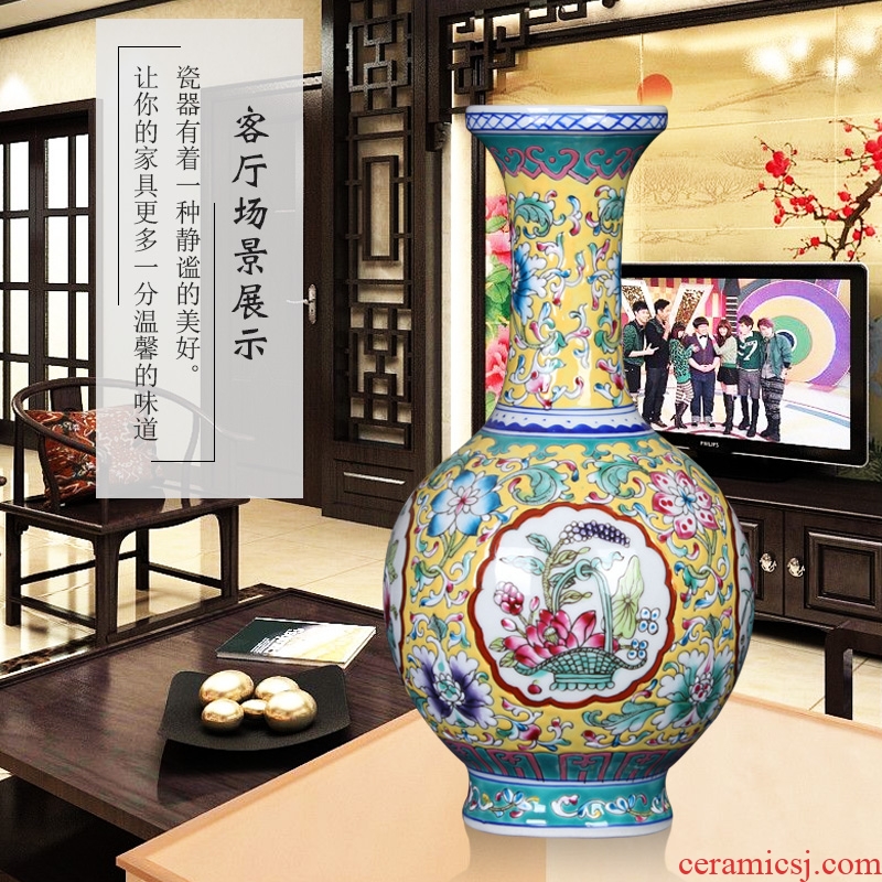 Jingdezhen antique Chinese study living room mesa small powder enamel handpainted altar vase of the reward bottle handicraft furnishing articles