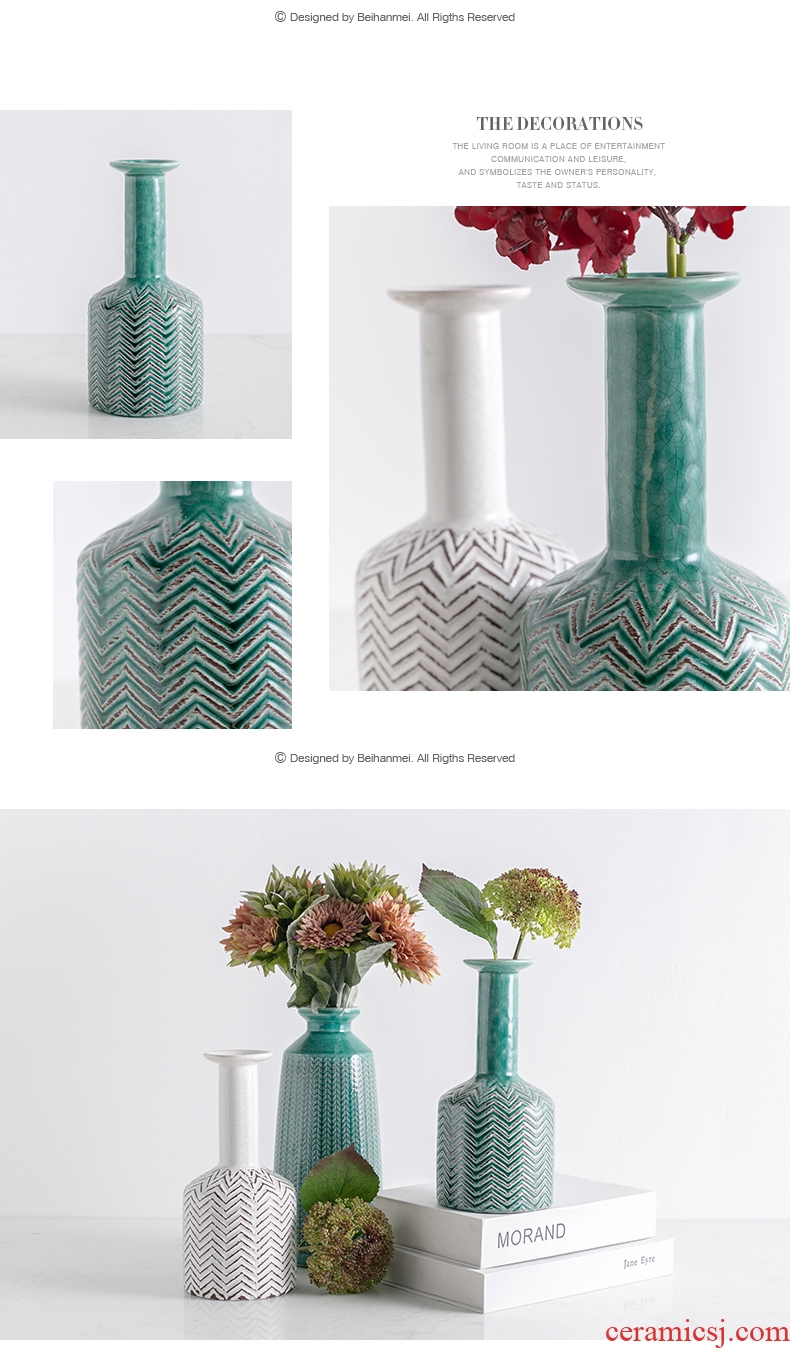 American ceramic vase Nordic modern household living room TV cabinet table flower arranging flowers adornment furnishing articles
