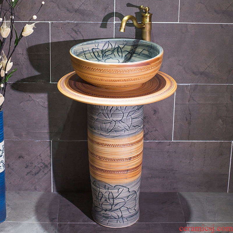 Art the sink pillar type toilet ceramic lavatory is suing floor sink basin