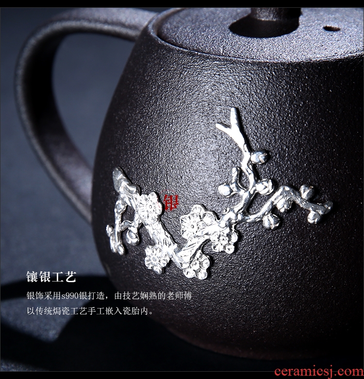 The Product porcelain sink coarse pottery ease pot with silver checking silver ceramic teapot tea gift kung fu tea