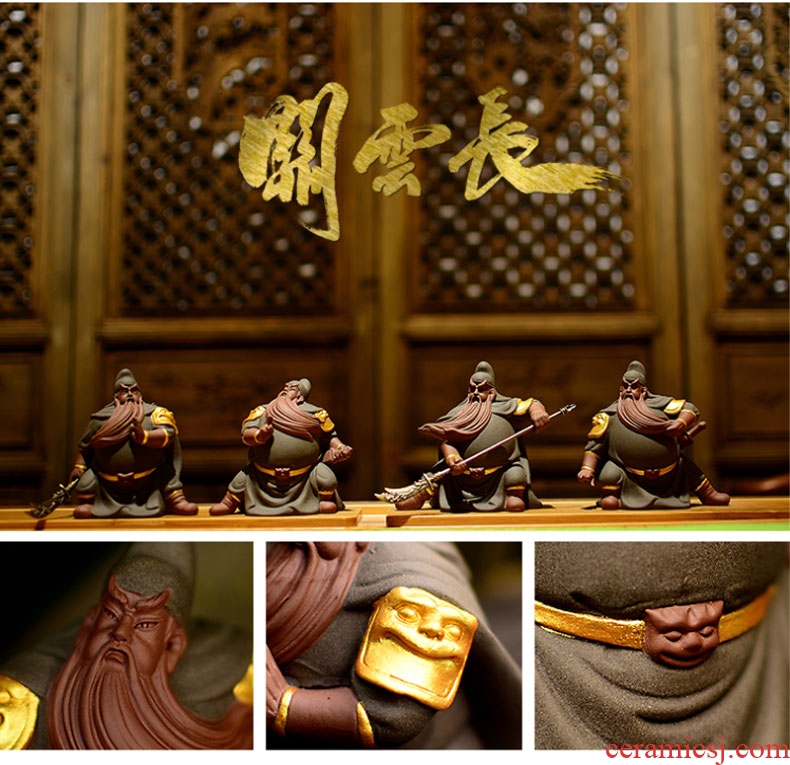 Tao fan violet arenaceous the duke guan tea pet guan yu furnishing articles gift have an on - board little novice monk monk tea ceramic furnishing articles