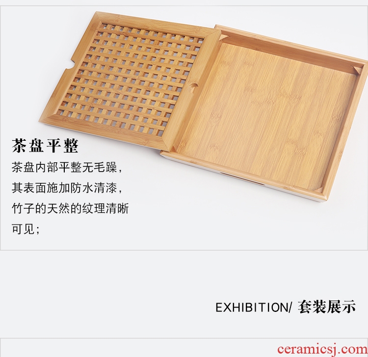 The Product porcelain hui xuan wen zen tea set square bamboo tea tray was kung fu tea set of a complete set of ceramics