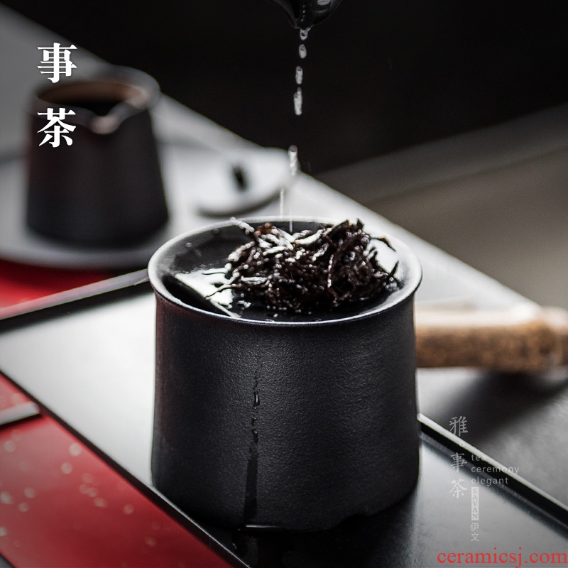 Black pottery built in hot water coarse pottery dross barrels ceramic mini cylinder in hot dry tea mercifully kung fu tea accessories