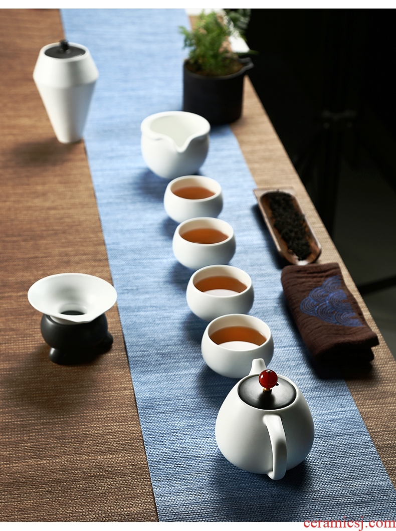Yipin # $ceramic teapot inferior smooth Japanese teapot white porcelain kettle manual filtering single pot of kung fu tea set