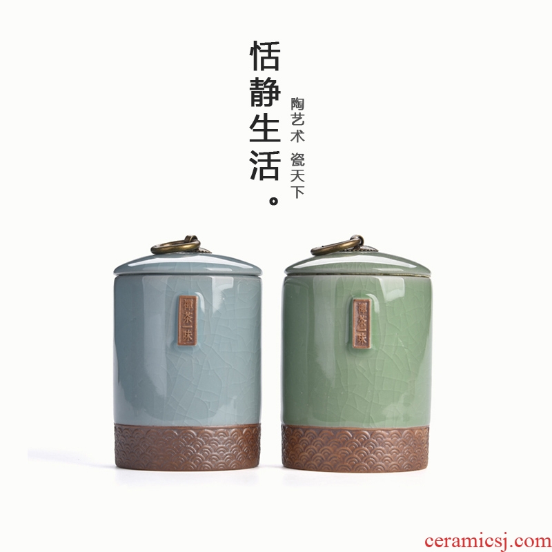 Quiet life ceramic seal pu 'er tea caddy fixings travel store content box sealed as cans