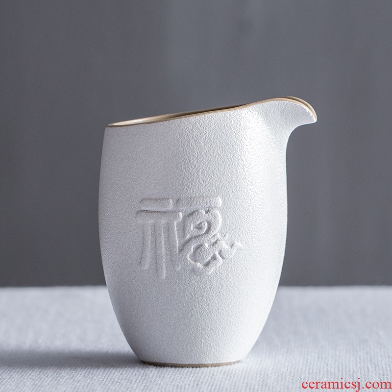 Japanese) suit ceramic fair keller of black points of tea large coarse pottery archaize kung fu tea set white pottery restoring ancient ways
