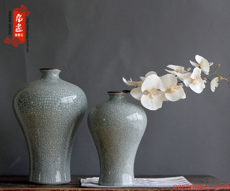 Jingdezhen ceramic dark antique piece of flowers in the sitting room the bedroom of crack open TV ark, home decoration flower implement furnishing articles