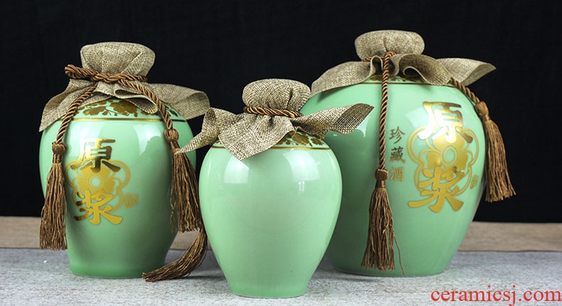 Jingdezhen ceramic bottle 1 catty 2 jins of 3 kg 5 jins of 10 jins jars sealed tank storage bottles of wine bottle is empty