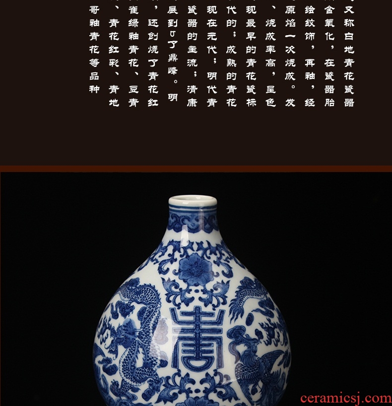 Jingdezhen ceramic vases, high - end antique hand - made in extremely good fortune gourd vases, furnishing articles Chinese style classical decoration