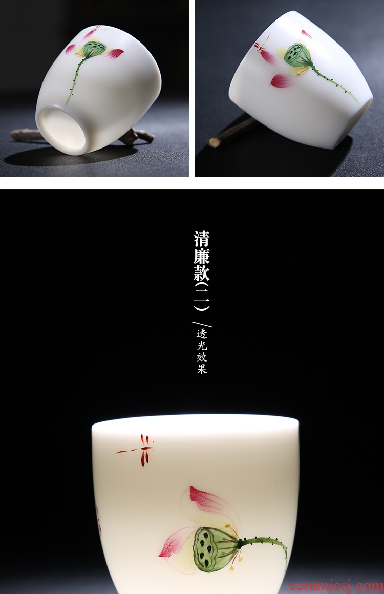 The Product porcelain sink white porcelain kung fu tea lotus rhyme straight koubei ceramic kung fu tea set personal cup master CPU