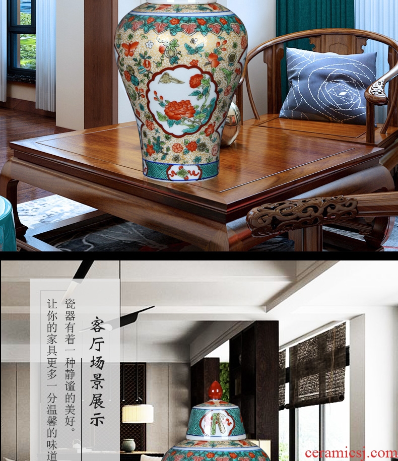 Jingdezhen antique Chinese trumpet hand - made pastel open places the general pot of furnishing articles rich ancient frame vase mesa adornment
