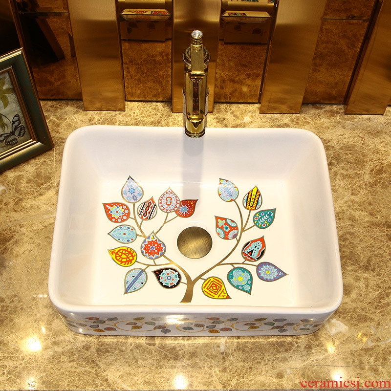 European stage basin rectangle household ceramic face basin that wash a face to wash your hands art basin of the pool that wash a face wash to toilet bag in the mail