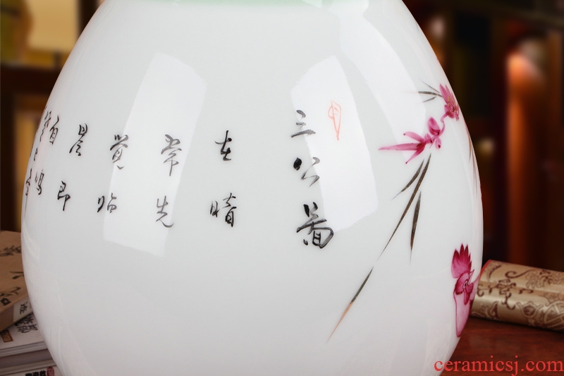 Famous Xia Guoan high - grade gift porcelain vase hand - made works of jingdezhen ceramics powder enamel three figure bottles