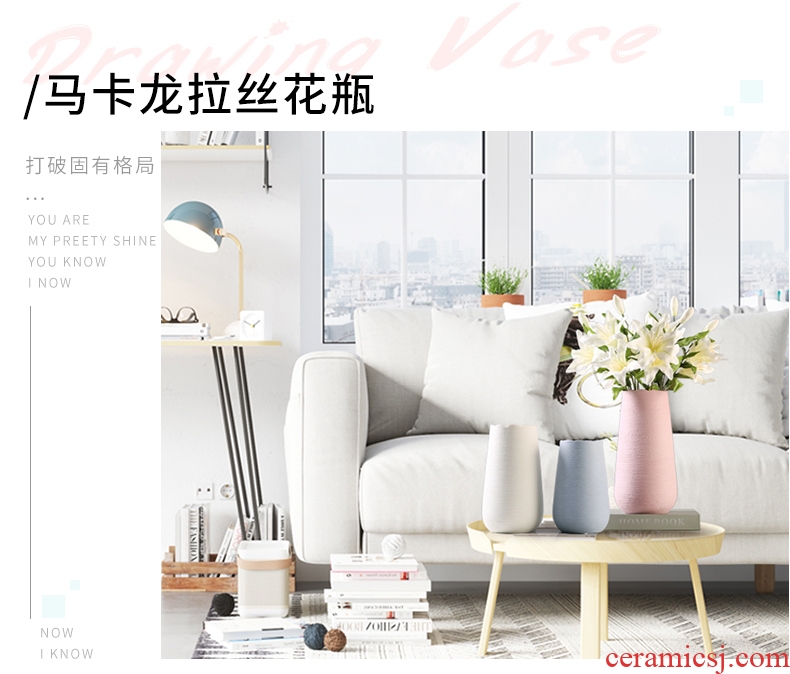 I and contracted vase furnishing articles sitting room flower arranging color drawing ceramic vases, Nordic home dried flower adornment