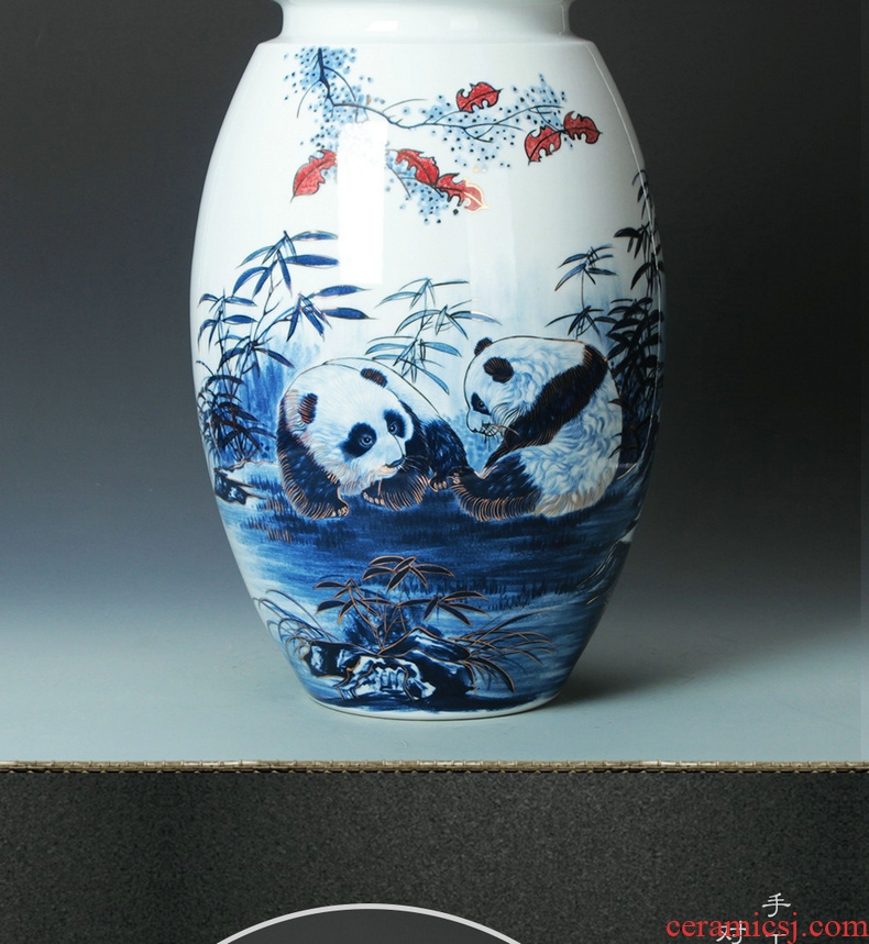 The see colour blue and white porcelain of jingdezhen ceramics vase please auspicious sambo, vases, modern Chinese style household decoration