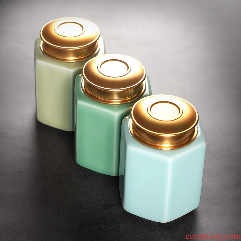 Caddy fixings ceramic seal household storage POTS tea accessories receives POTS sealed storage jar of longquan celadon