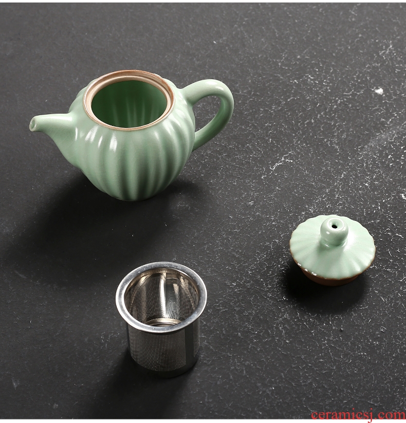 Passes on technique the up with your up with a pot of two cup of portable travel ceramic crack cup kung fu tea set cup teapot