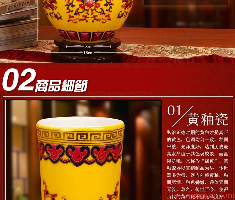 Jingdezhen ceramics glaze crystal f climbing flower palace Huang Fu climbing flower vases, Chinese style decoration collection furnishing articles