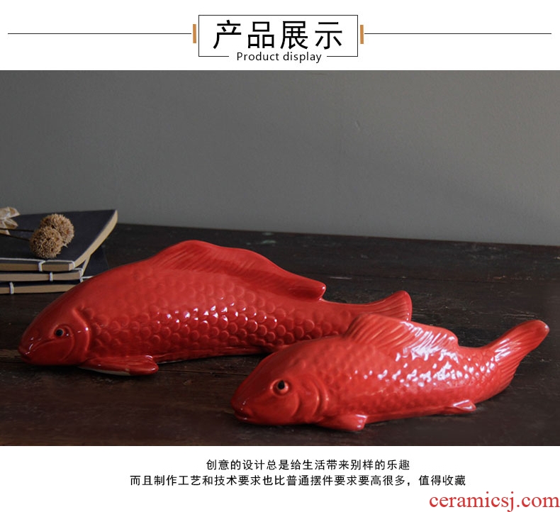 Jingdezhen ceramic red fish creative metope adornment stereoscopic wall act the role ofing is hanged adorn background wall hanging wall act the role ofing sitting room adornment