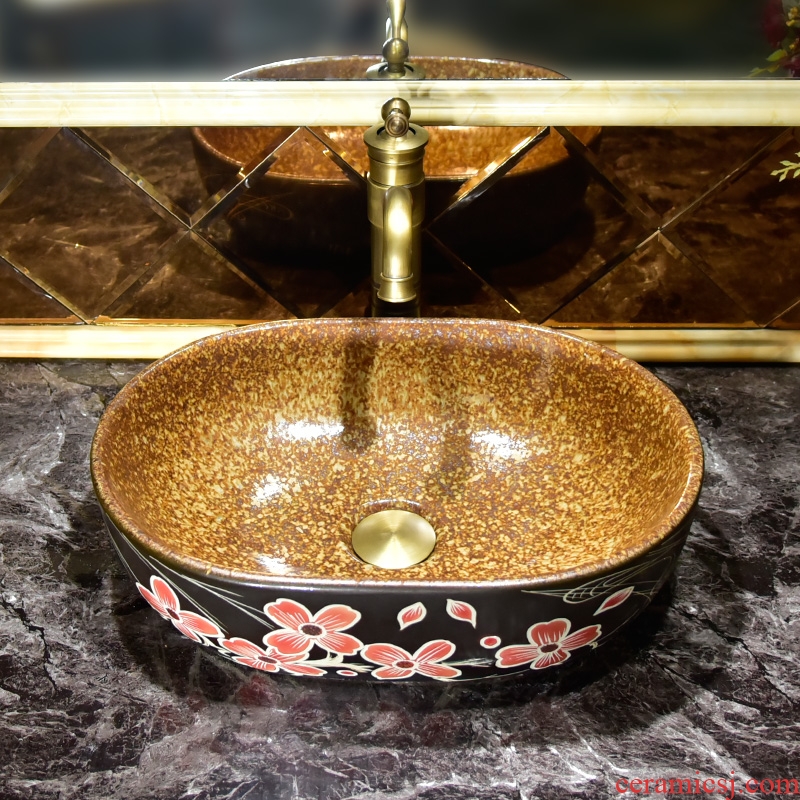 Retro art stage basin to jingdezhen ceramic sinks oval antique basin stage basin that wash a face to wash your hands