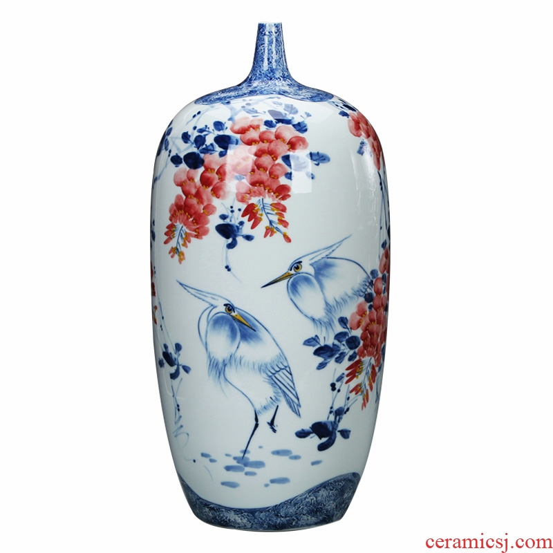 Jingdezhen blue and white youligong hand - made ceramics engraving sabingga sukdun dergici jimbi large vases, modern home decoration