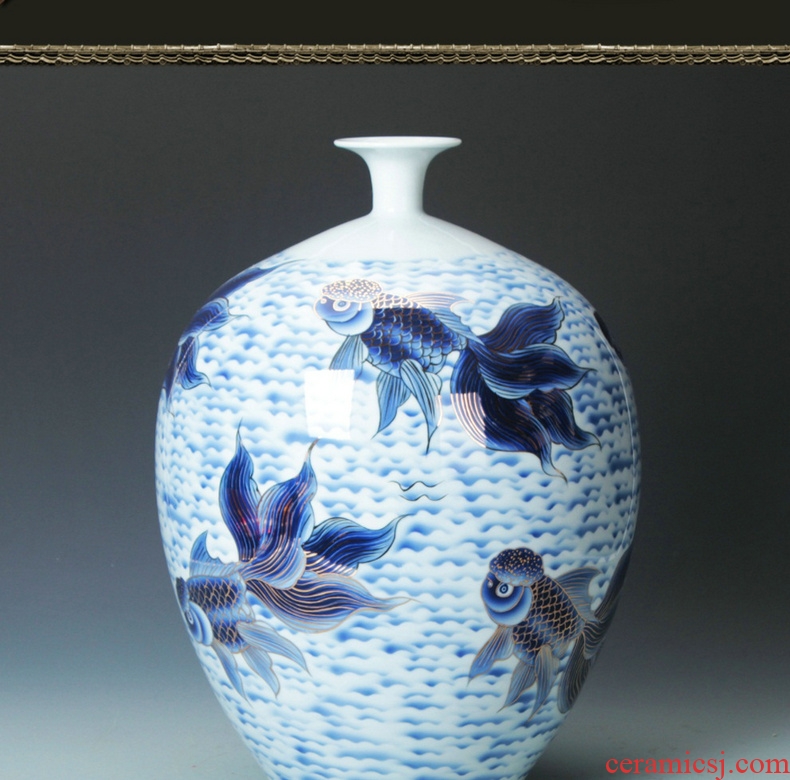 The see colour blue and white porcelain of jingdezhen ceramics vase goldfish more fashion home decoration vase furnishing articles every year