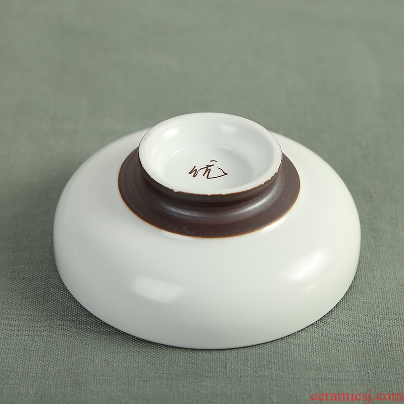 The Sample tea cup jingdezhen coarse pottery hand - made flat bowl tea kungfu ceramic cups zen master cup creative cup
