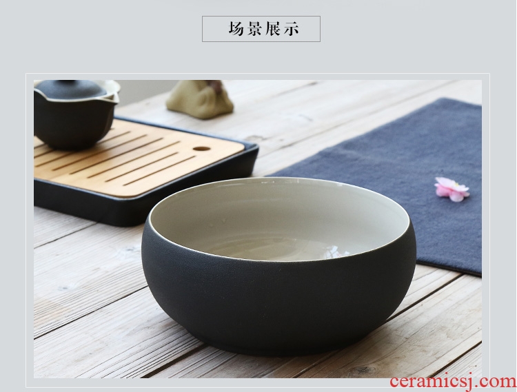 Chen xiang, black pottery tea wash to wash to the ceramic kung fu tea set large tea accessories cup writing brush washer water jar