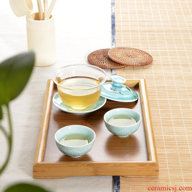 JiaXin hand tureen tea glass ceramic three bowl of tea cup kung fu tea bowl interface CPU