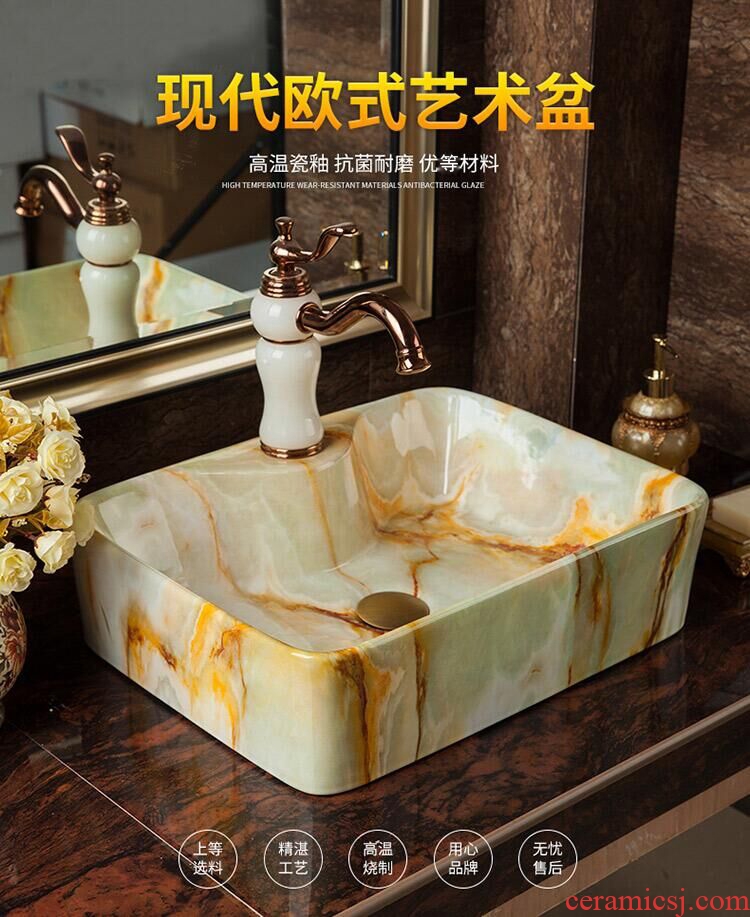 Imitation marble platform basin sink European art creative ceramic lavatory basin I and contracted household