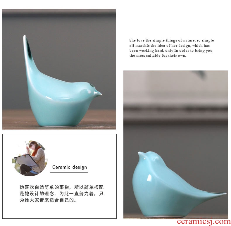 Jingdezhen ceramic furnishing articles, lovely birds of new Chinese style household modern creative example room living room TV cabinet decoration