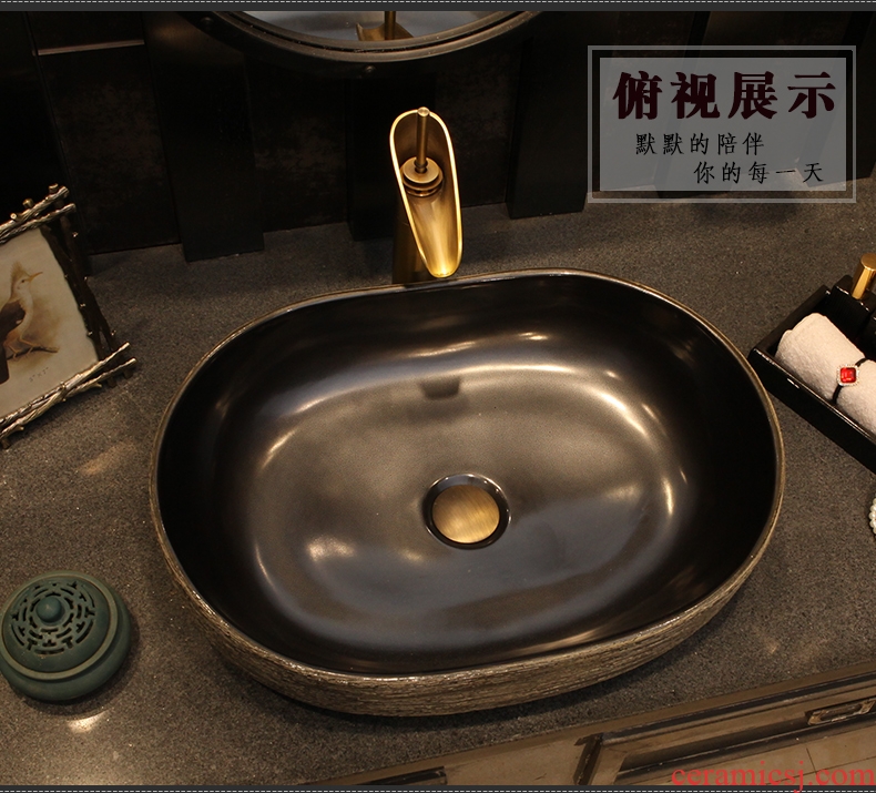 Basin of Chinese style restoring ancient ways the lavatory ceramic sink on square ellipse American household style of the ancients of the Basin that wash a face