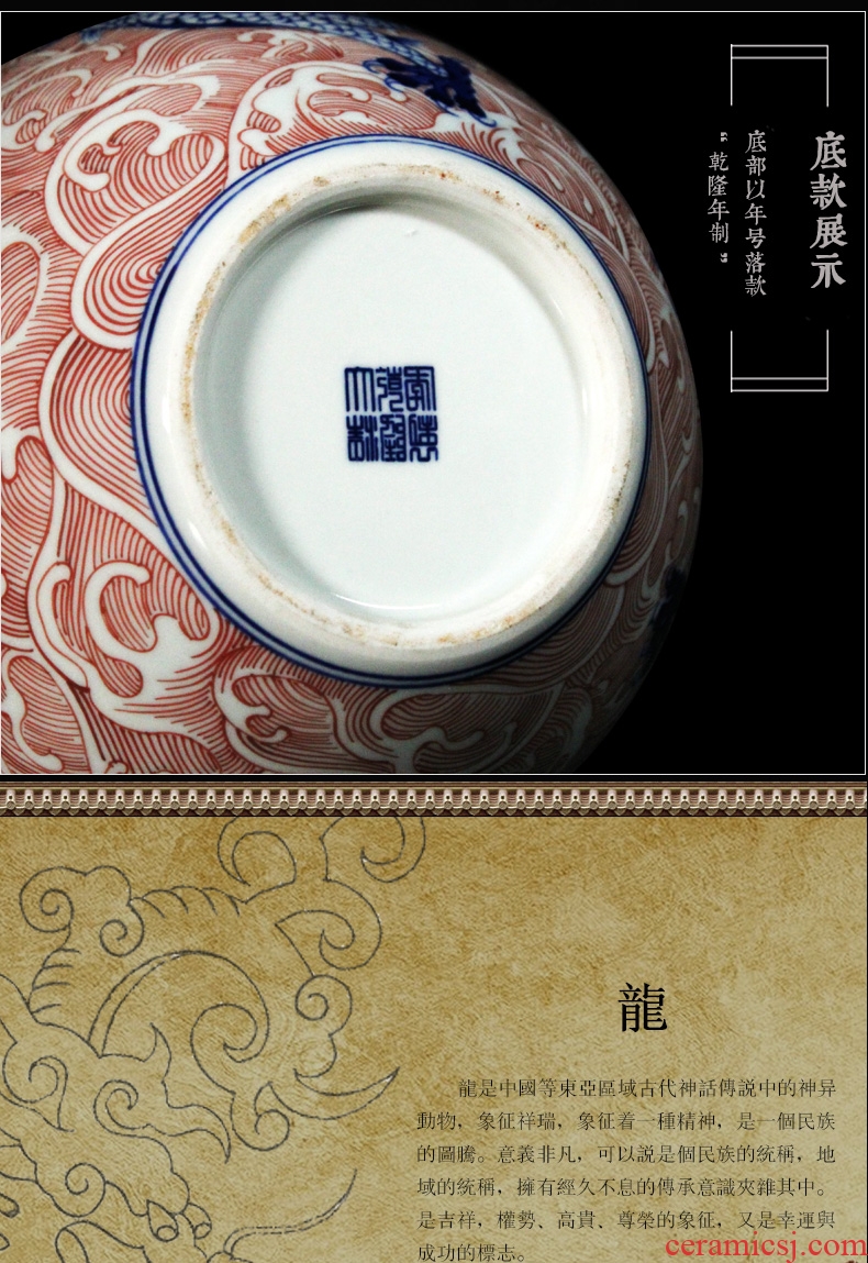 JingDeDe ceramics town of antique Chinese blue and white youligong tenglong gourd vase study crafts are sitting room