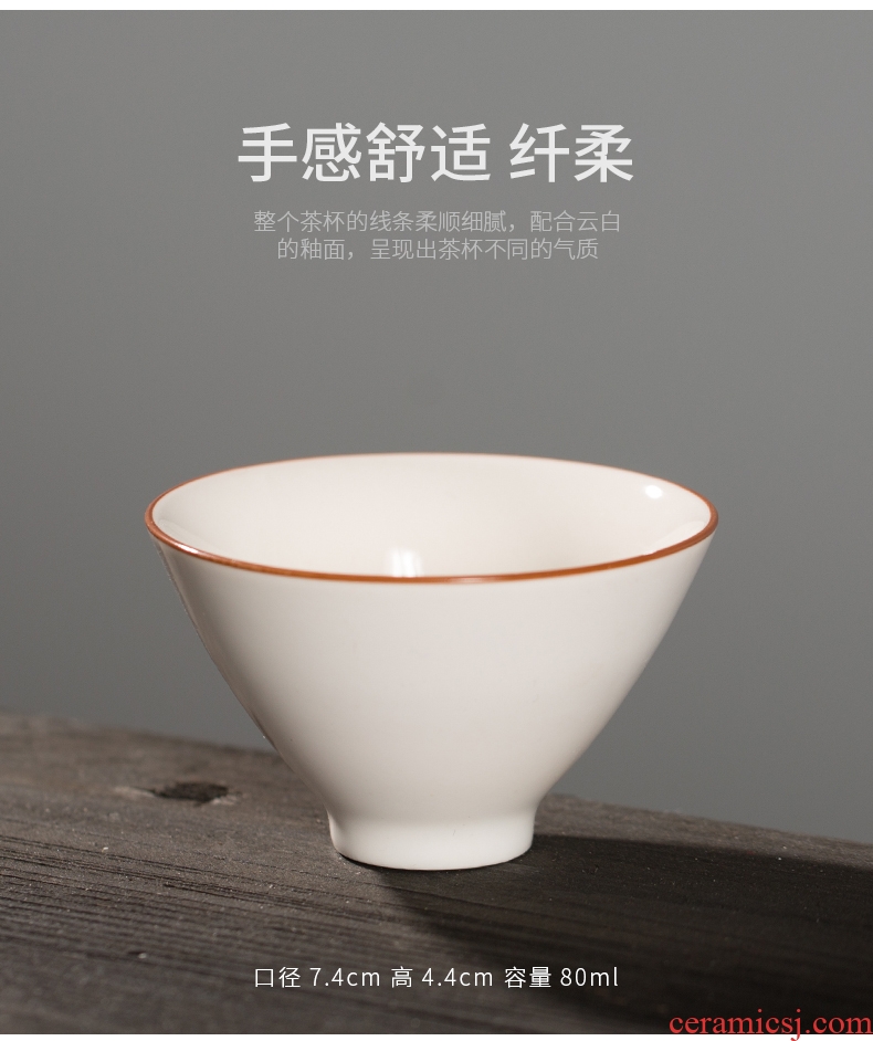 Japanese small ceramic cups domestic tea cup sample tea cup of pure white hat cup master cup kung fu tea set