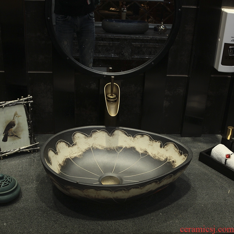 Ceramic lavabo art restores ancient ways the sink pool toilet lavatory basin basin elliptical shaped black on stage